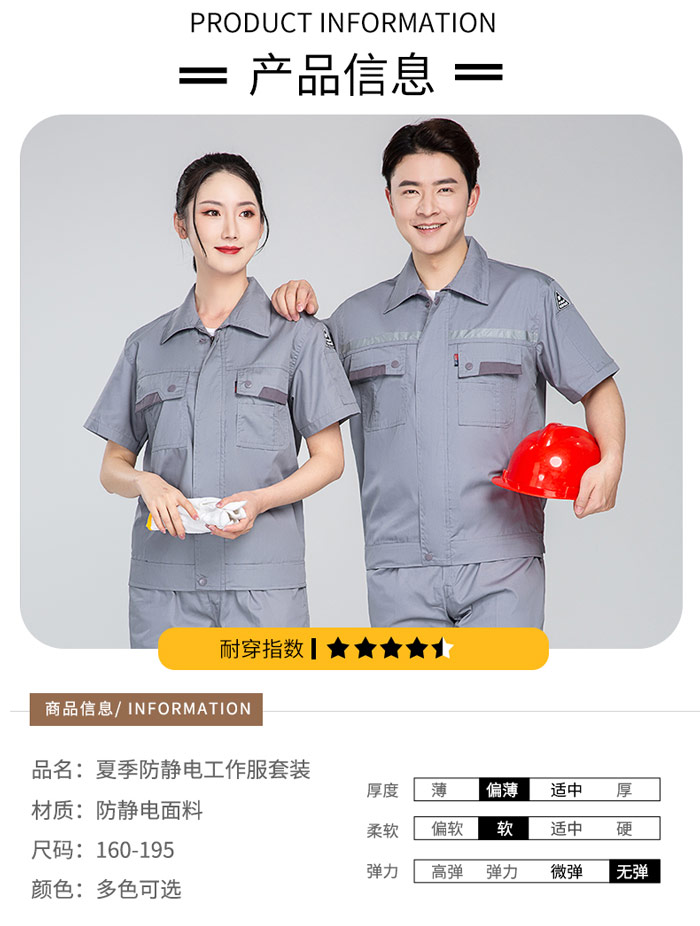 防靜電短袖夾克款式產(chǎn)品信息圖