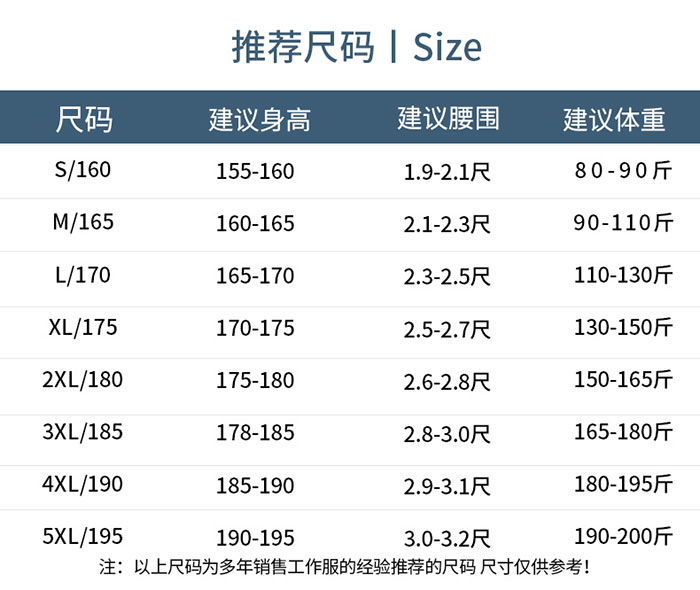 拼色款防靜電T恤工作服尺寸表